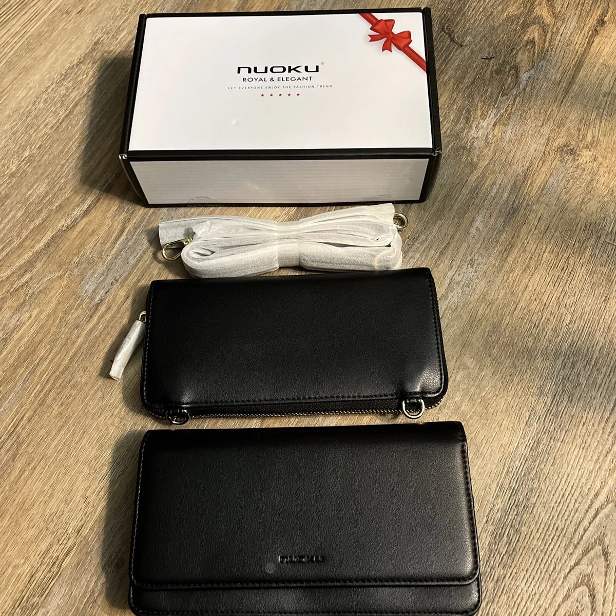 Nuoku Small Crossbody Bag Cellphone Purse Wallet w RFID Card Slots 2 bags Black