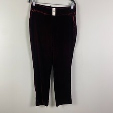 Talbots Velvet Ankle Pants Size 8 Side Zip Burgundy
