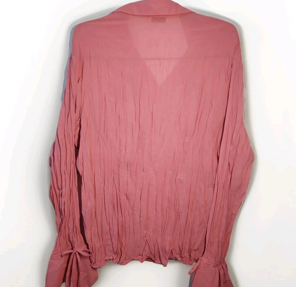 NUEVO CON ETIQUETAS Kaelyn-Max-II Para Mujer 2X Recortes de Encaje Arrugado Rosa Manga Flutter Foto 2 de 4