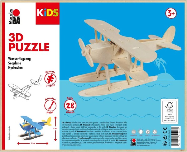 "Marabu Kids 3D Puzzle \"Wasserflugzeug\", 28 Teile 1 Bis 40 Stk Spare 67%"-image