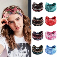 Boho Daisy Embroidery Flower Headband Solid Cotton Elastic Hair Band Girls