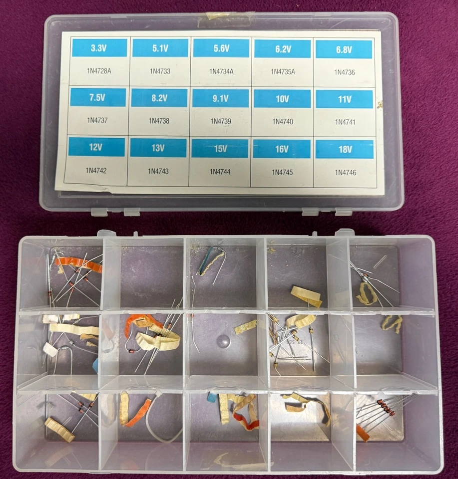 KIT DIODO ZENER MCM ELECTRONICS PARTE #102-003 CON CAJA DE ALMACENAMIENTO Foto 2 de 4