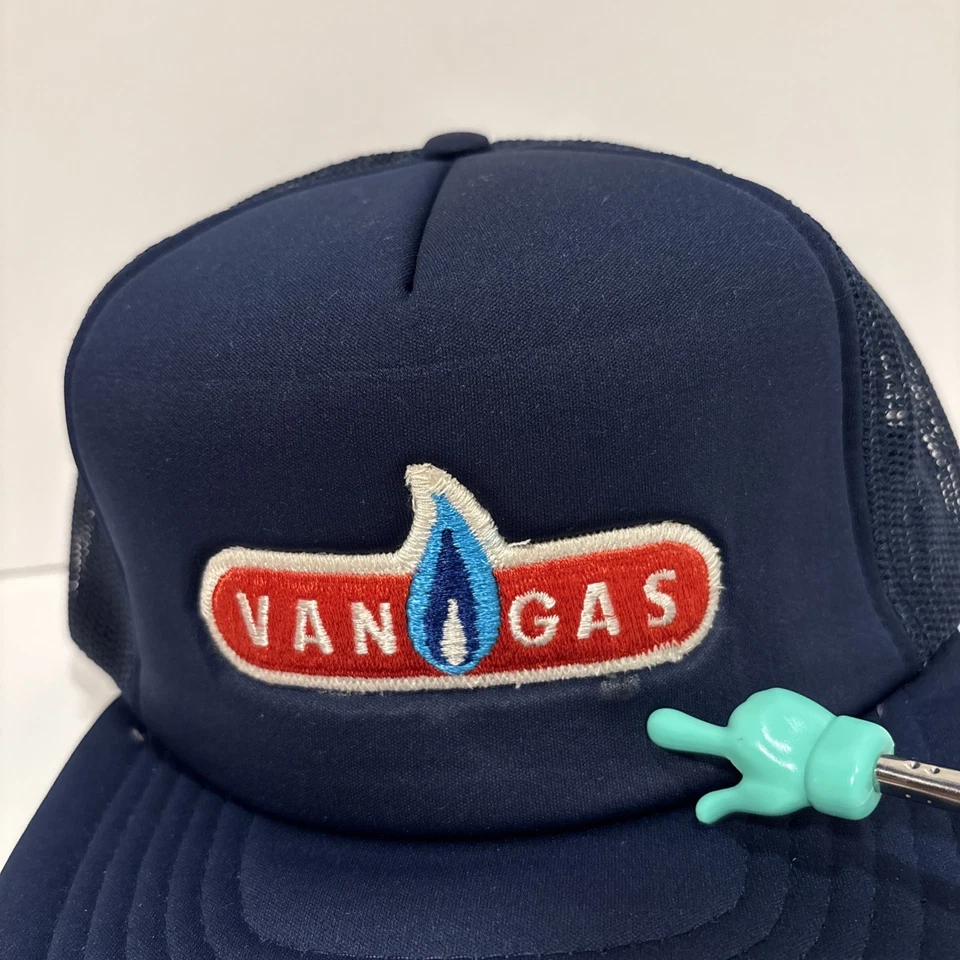 Sombrero de camionero vintage años 80 VAN GAS azul marino SnapBack Foto 3 de 4