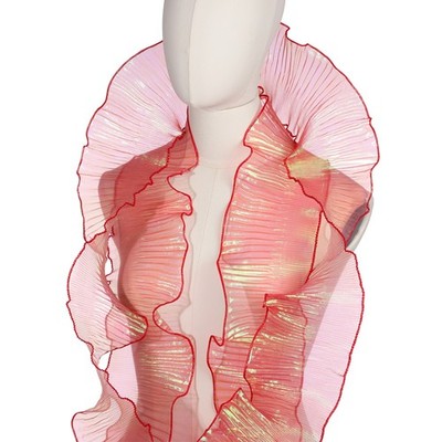 5 Yards Rüschenspitze Organza Stoffbesatz Tüll Dekorativ Korallenrot