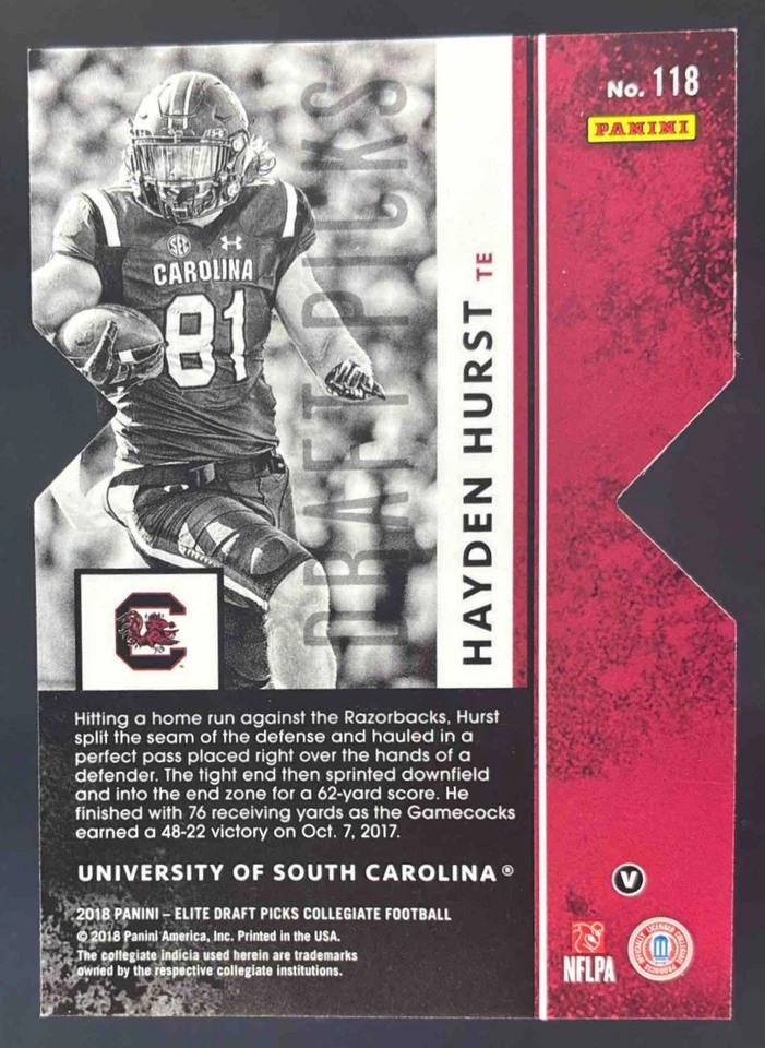 2018 Panini Elite Draft Picks Hayden Hurst Status Die Cut Orange #118b RC - Image 2 of 4