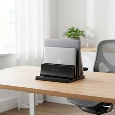 Stylish Adjustable Laptop Holder - Space-Saving Dual Slot Design for Home Office