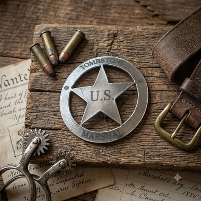 Collectable Western Badge - Old West Pewter 1.75 Badge - Tombstone US Marshal