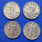4 Lot Walking Liberty Half Dollars 1.446 Troy Oz Silver 1929S,1943,1943S,1945S