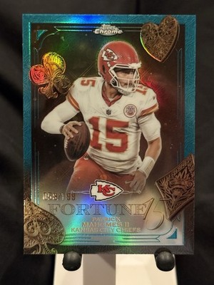 2025 Topps Chrome Fortune F15-6 Patrick Mahomes II Teal Refactor #/199 