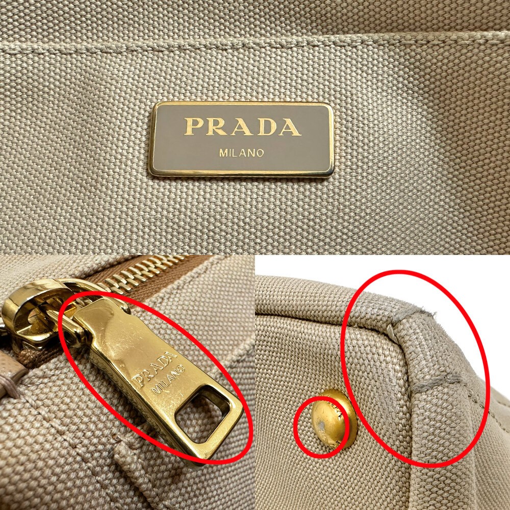 Used Prada Canapa 2WAY Medium Tote Bag 1BG642 ZKI F0065 V OOO Beige Handbag Shou thumbnail 8