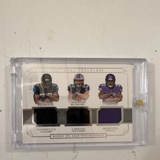 Panini National Treasures NFL Gear Trio Materials #1 Fournette McCaffrey Cook