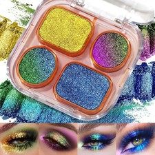 Multichrome Chameleon Eyeshadow Makeup Palette, 4 Colors Holographic Metallic...