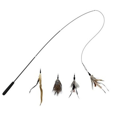 Cat Feather Wand Toys,Retractable Wand Toy with 4 Feather Refills,
