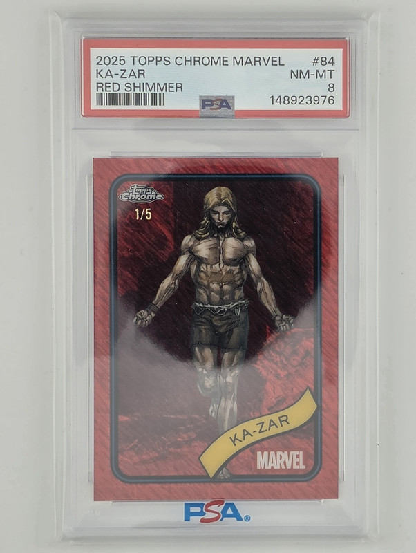 2025 Topps Chrome Marvel Ka-Zar #84 Red Shimmer 1/5 PSA 8 Cert 148923976