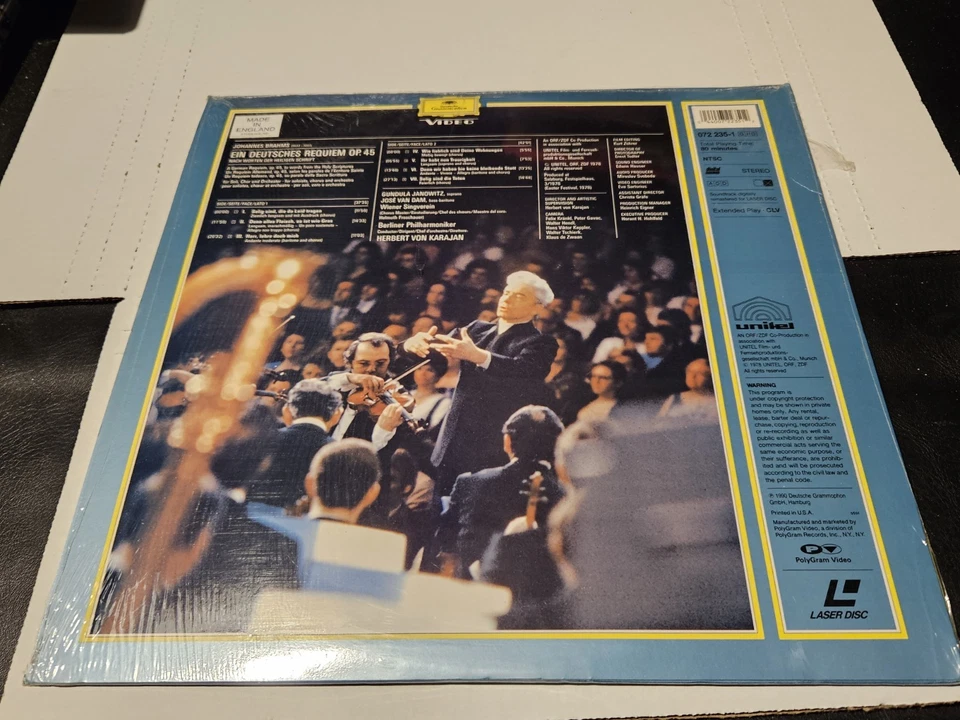 BRAHMS EIN DEUTSCHES REQUIEM HERBERT VON KARAJAN Laserdisc  - Image 2 of 2