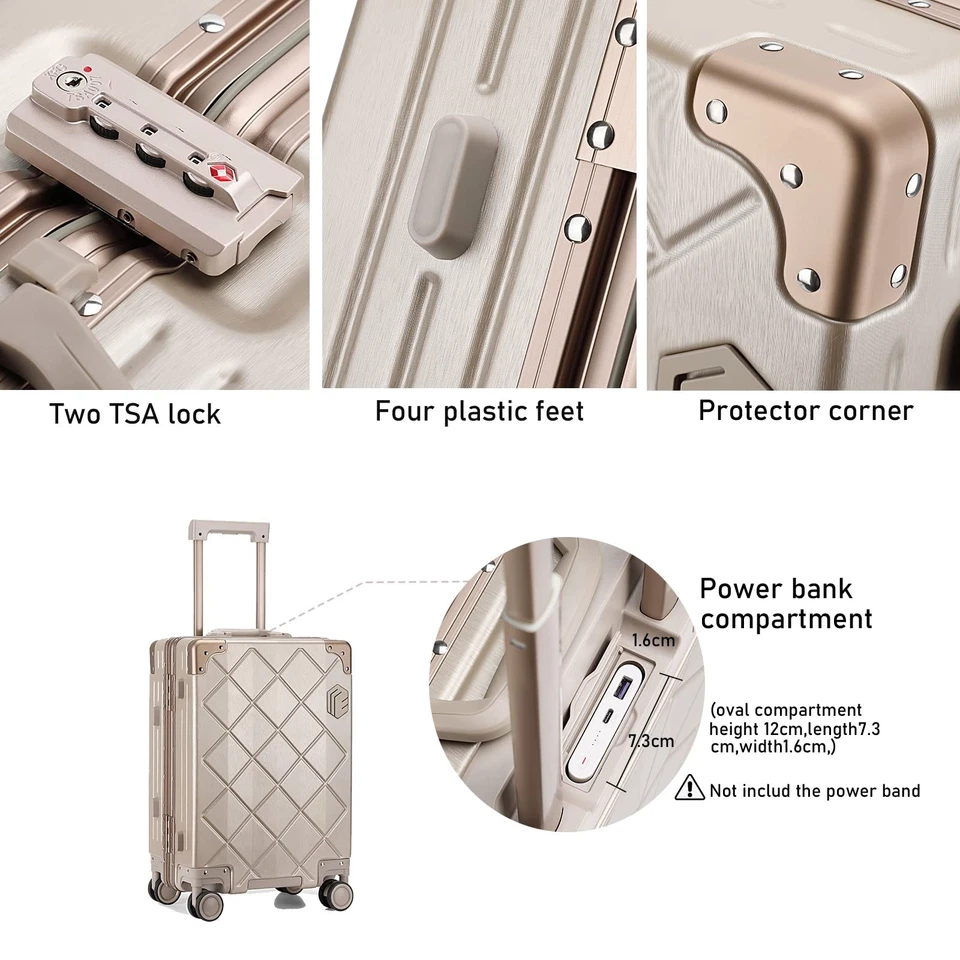 Equipaje de mano con ruedas giratorias Maleta ligera de 20 pulgadas incorporada TSA A... Foto 4 de 4