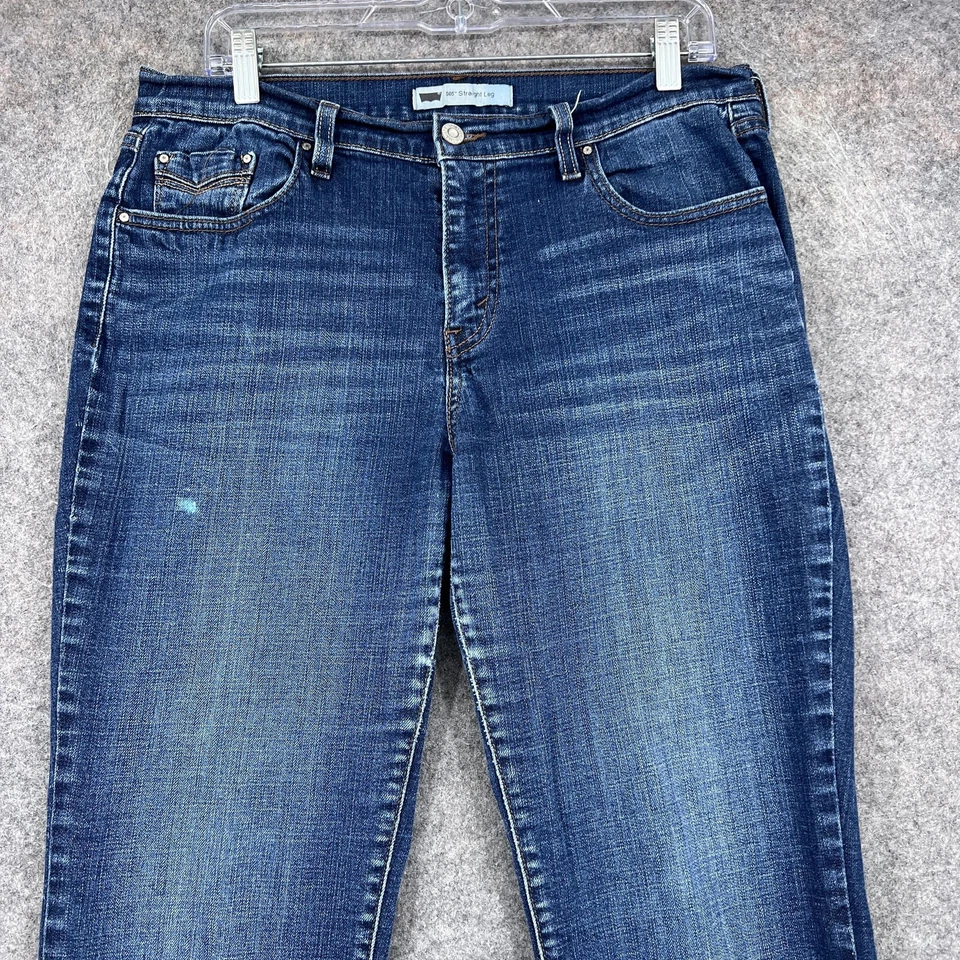Levis 505 Jeans Womens 12L 31x34 Blue Denim Straight Leg Mid Rise Stretch - Image 2 of 4