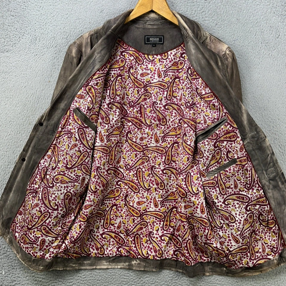 Missani Le Collezioni кожи Sport пальто Blazer куртка мужская большой серый гранж - Изображение 4 из 4