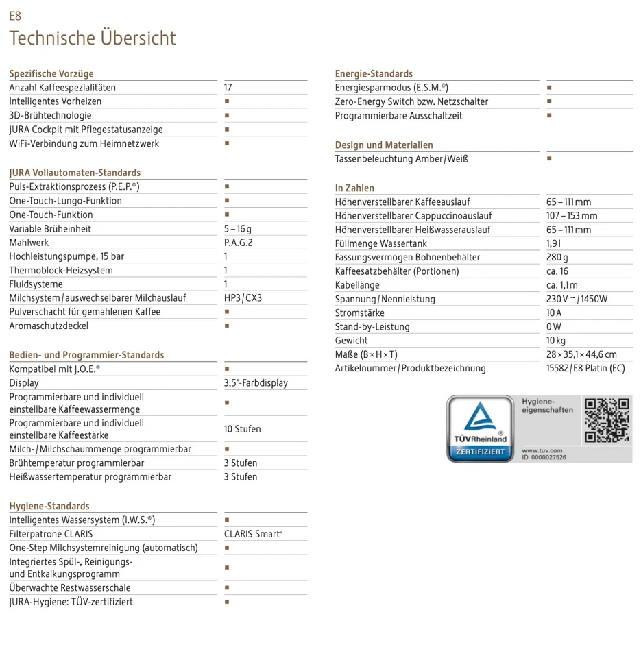 JURA E8 (EC) Piano Black One Touch, Neuware, OVP 15584💫 25 Monate Gewähr. - Bild 3 von 4