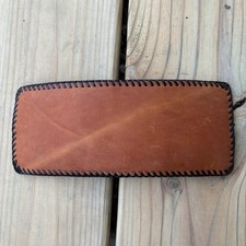 Vintage Leather Bi-Fold Wallet Brown Genuine USA Made Whipstitch Hand Tooled