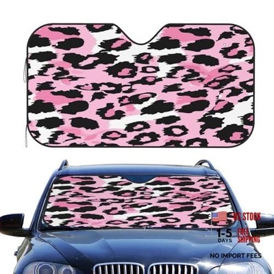 Car Windshield Sun Shade Auto Sunshade for Car One Size Leopard Print Pink