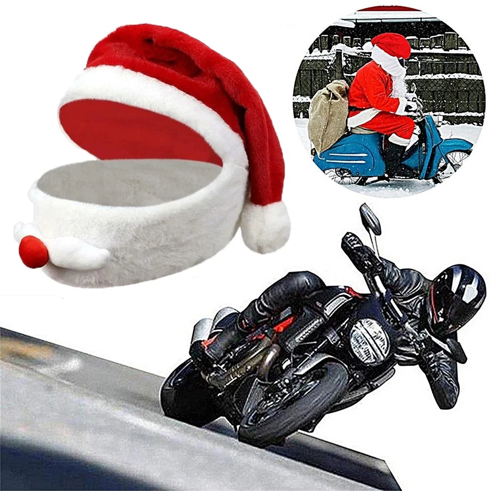 Christmas Helmet Cover Santa Claus Hat~for Motorcycle Motorbike Helmet Case - Image 2 of 4