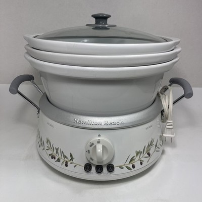 Nice Hamilton Beach 3-in-1 Slow Cooker 33133 White Crock Pot 2, 4, & 6 Qt. w/Lid