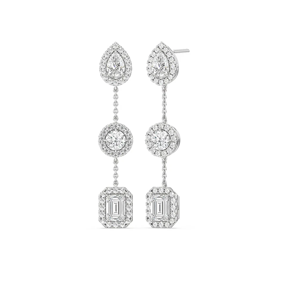 Runder Smaragd Diamant Ohrstecker Lab Created 5,00 ct Birne 14 K massives... - Bild 3 von 4