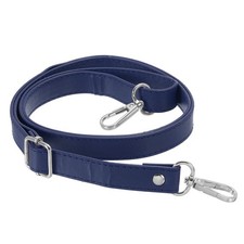 51 Inch Adjustable Leather Purse Strap with Silver Hardware Navy Blue