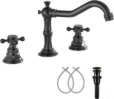 Oil Rubbed Bronze Bathroom Sink Faucet 2Cross Handles 3 Holes Basin Vanity Mixer
