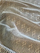 Vintage Crochet Coverlet Twin/Full Size Bed Cover Ecru