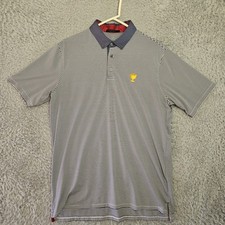 Greyson Polo Shirt Mens Large Performance Golf Stretch Blue Stripe