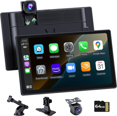 [2025 Upgrade] Apple Carplay Screen for Car&Android Auto Screen with 4K Dash Cam