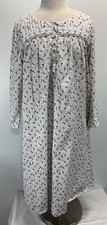 Eileen West Long Sleeve Nightgown Small White Floral Midi Cotton Lace Trim