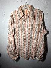 Vintage 417 Van Heusen 1960s Shirt MENS LARGE 16 1/2 x 35 Orange Brown Collar A8