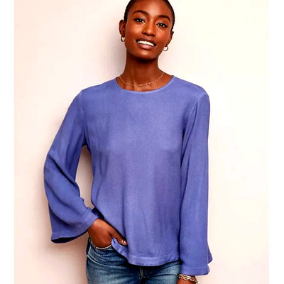Cloth & Stone Anthropologie Periwinkle Bell Sleeve Blouse Soft Boho Chic Top S