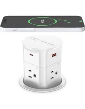 3.15 Pop Up Outlet w/Wireless Charger, 4 AC, 4 USB, 20W PD Surge Prot