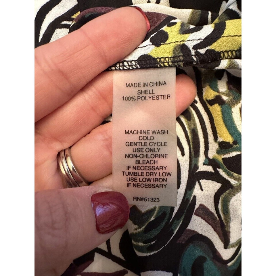 Chaus Blouse Size Small New Ivory Pintuck Multi Color Roll Tab Sleeves