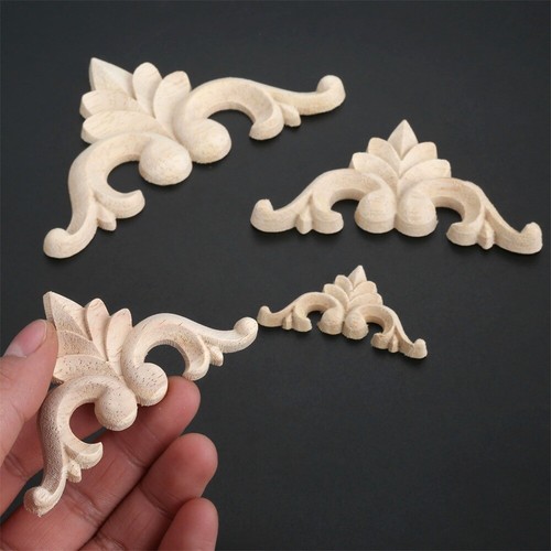 Natural Onlay Applique Wood Carved Flower Decal Furniture Mirror Window Decor - Picture 5 of 44