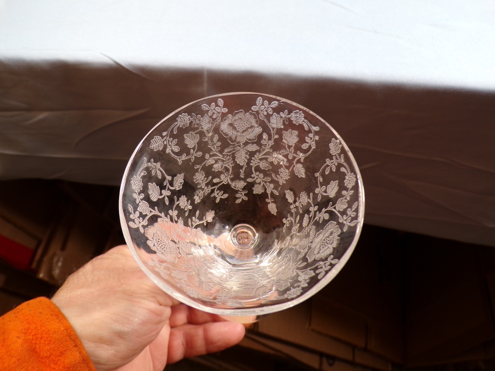 Set of 3 Cambridge Roselyn Pattern Clear Liquor Cocktail Glasses 5 1/4" Tall