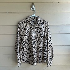 J. Crew Leopard Print Button Down Shirt - Size 8 - Classic Modest Office