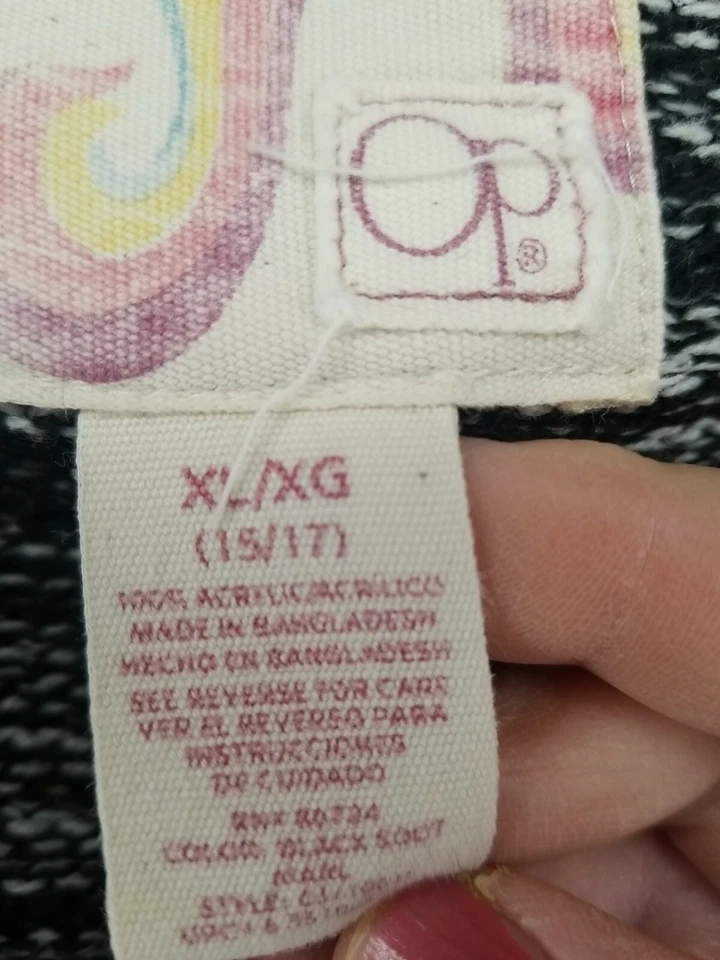 Op YOUTH SWEATER BLACK EXTRA LARGE XL GIRLS HOODIE V-NECK TOP  CASUAL BLOUSE - Image 2 of 4