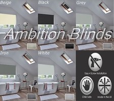BLACKOUT SKYLIGHT ROLLER BLINDS FOR VELUX ROOF WINDOWS WATERPROOF FABRIC  