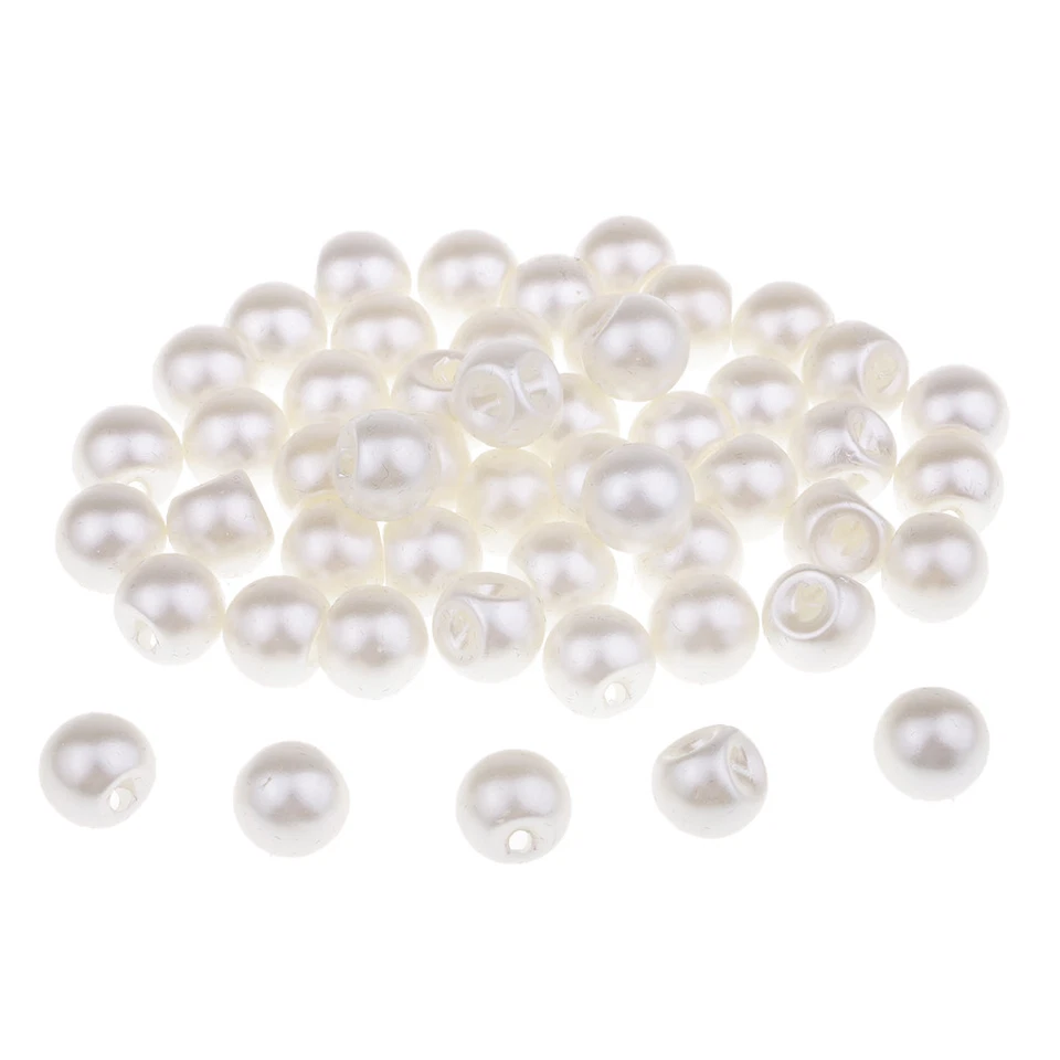 50Pcs Plastic Round Pearl Buttons Sewing Buttons Clothes Accessories 12mm - Image 2 of 4