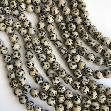 8mm Natural Dalmation Jasper Gemstone Beads Strand Craft Bead 15