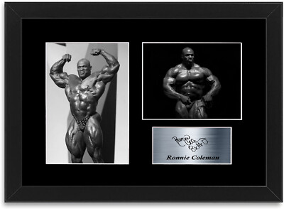 Ronnie Coleman signiertes Foto Display Halterung A4 Bodybuilding Fitnessstudio Poster gerahmt