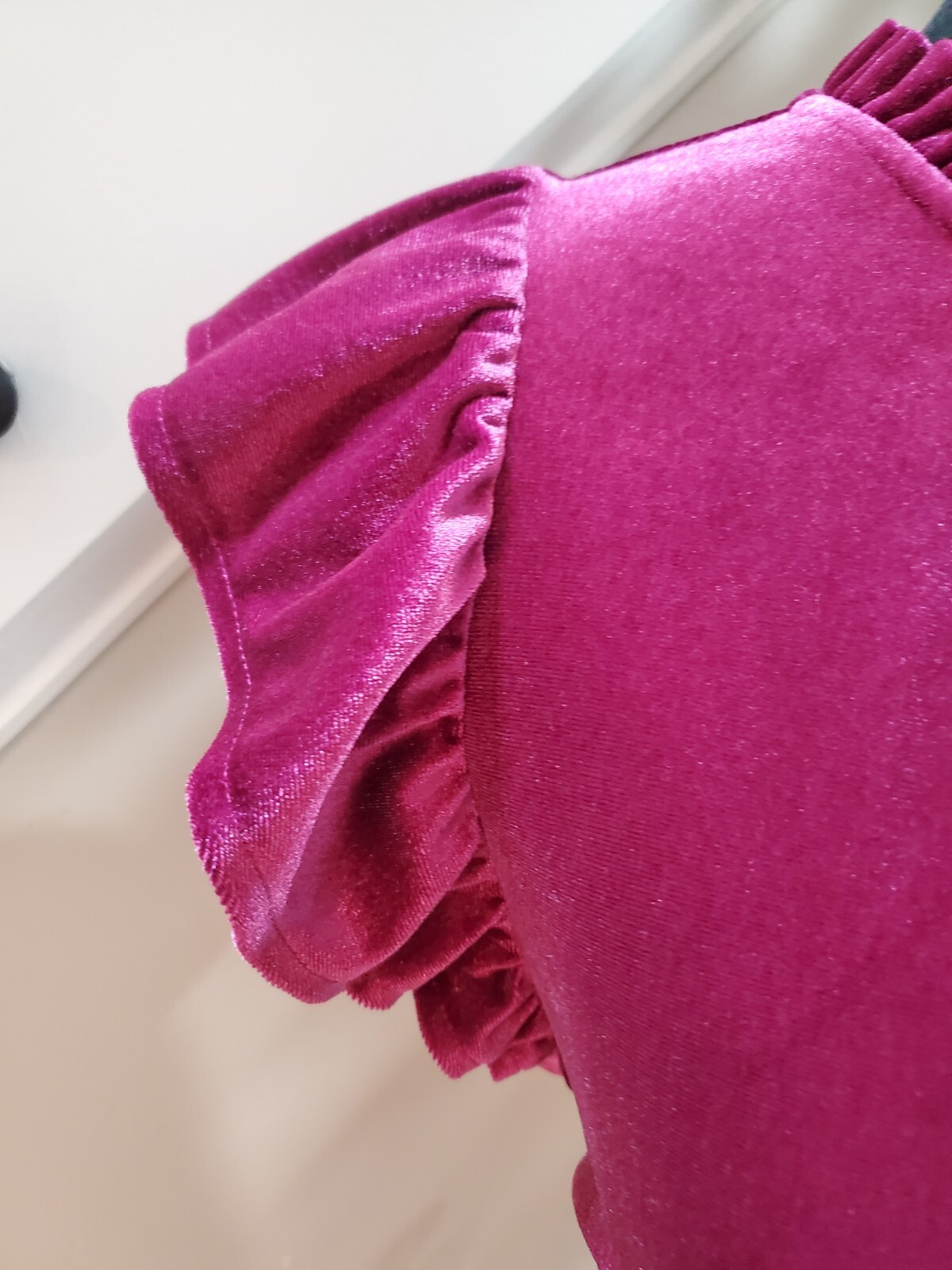 Gap Womens Purple Solid Ruffle Polyester Crew Nec… - image 4