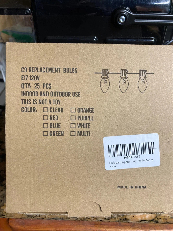 C9 Replacement Bulbs | 7W/120V | Transparent Amber Bulbs | 25 Count - Image 2 of 2