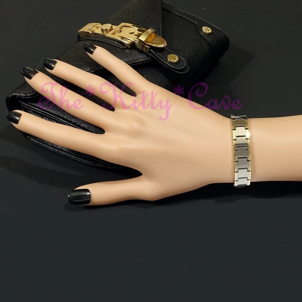 Magnetisch Wolfram RSI CTS Arthritis 24k Vergoldet und Silber Rhodiniert Armband - Bild 3 von 4