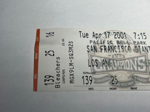 Barry Bonds 500 Home Run April 17, 2001 Game Ticket Sf Giants Vs Dodgers - Picture 2 of 6